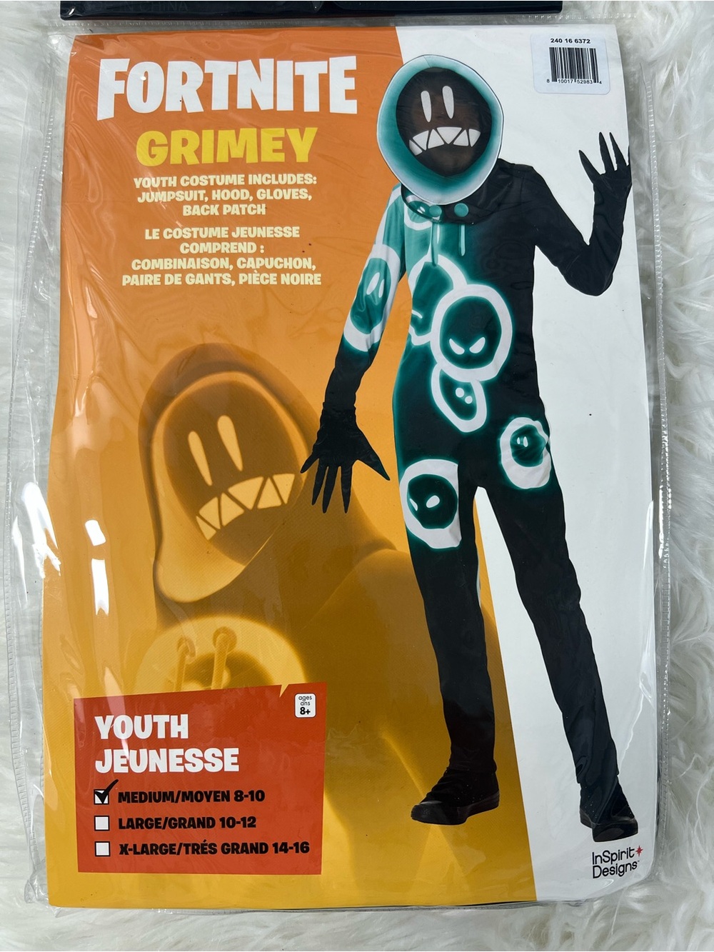 Fortnite Grimey Youth Costume in Black with Teal Glow Accents